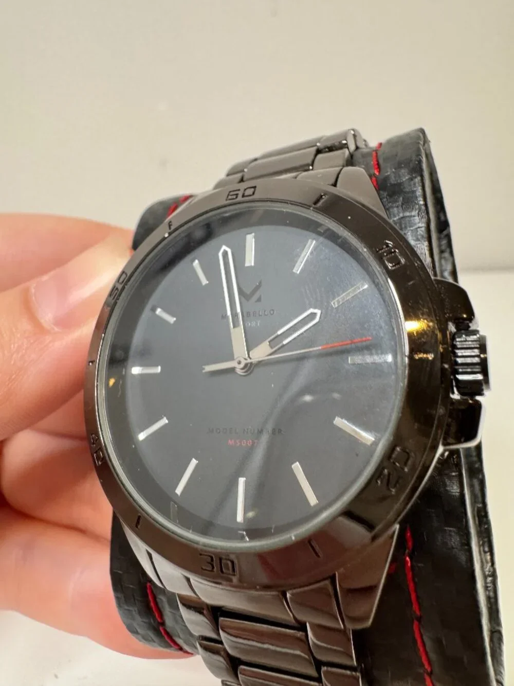 Marabello Sport MS007 Black Metal Quartz Watch 3 ATM 30 Meter Water Resistant Sm